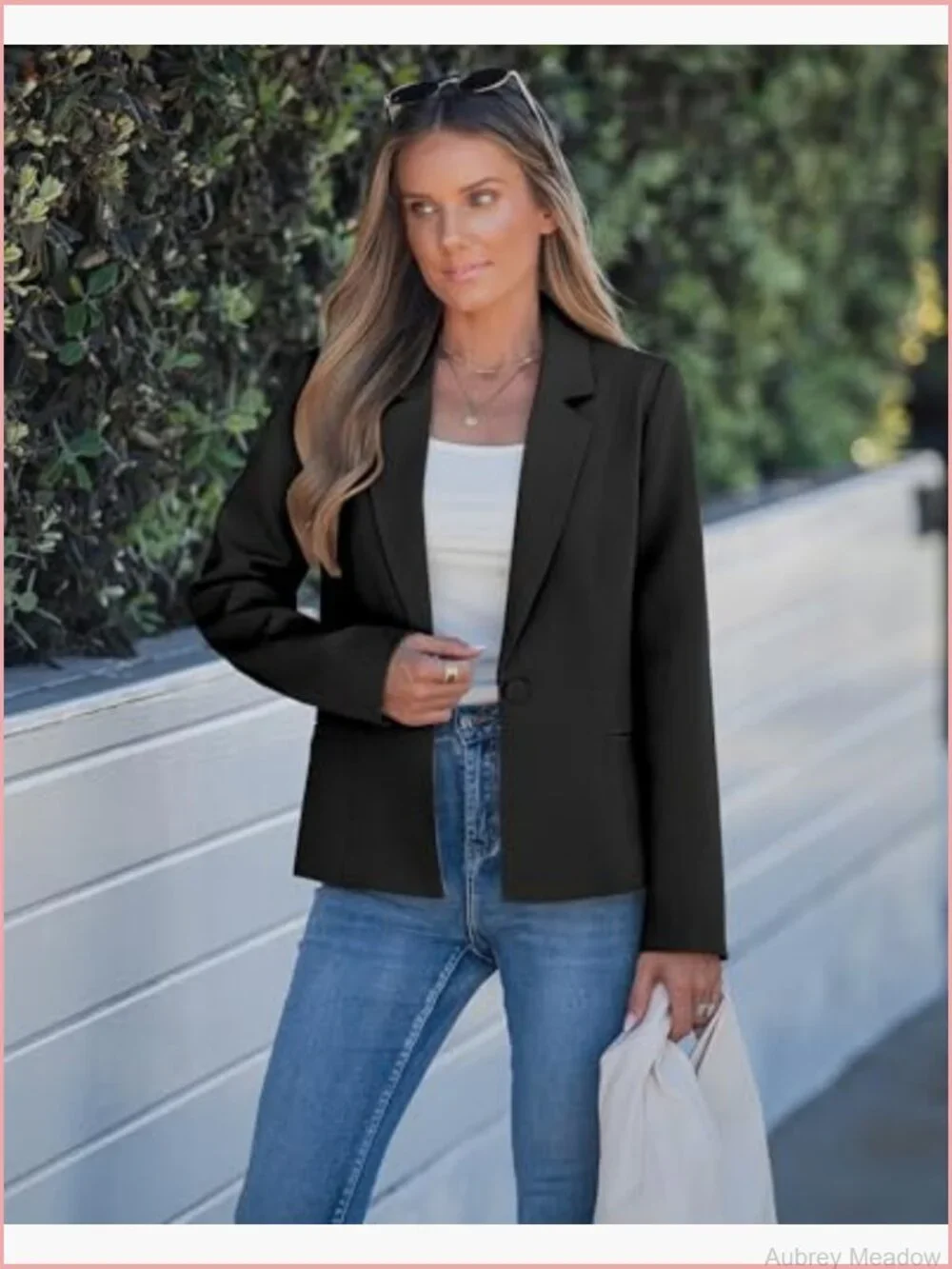 Professional Blazer with Pockets Structured Suit Jacket